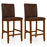 Set of 2 Counter Barstools with Rubberwood Legs and Upholstered Seat-Walnut