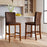 Set of 2 Counter Barstools with Rubberwood Legs and Upholstered Seat-Walnut
