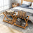 Set of 2 Folding Luggage Racks with 5 Nylon Straps and Slatted Storage Shelf