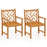 Set of 2 Outdoor Dining Chairs Acacia Wood with Cross-Pattern Backrest