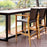 Set of 2 PE Wicker Patio Bar Chairs with Acacia Wood Armrests-Set of 2
