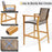 Set of 2 PE Wicker Patio Bar Chairs with Acacia Wood Armrests-Set of 2