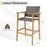 Set of 2 PE Wicker Patio Bar Chairs with Acacia Wood Armrests-Set of 2