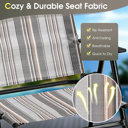 Set of 2 Patio Folding Sling Chairs Space-saving Dining Chair-Gray