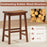 Set of 2 Saddle-Seat Counter Height Stools with Curved Seat and Footrests-Walnut