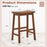 Set of 2 Saddle-Seat Counter Height Stools with Curved Seat and Footrests-Walnut