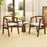 Set of 2 Solid Rubber Wood Dining Room Chairs with Wrap-around Armrest-Walnut
