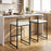 Set of 2 Stackable Counter Height Bar Stools PU Leather Upholstered with Footrest-Black