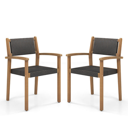 Set of 2 Stackable Outdoor Wicker Dining Chair