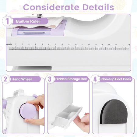 Sewing Machine for Beginners Mini Sewing Machine with 12 Built-in Stitches