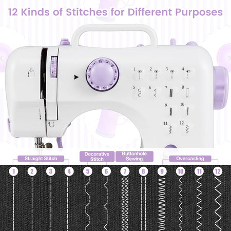 Sewing Machine for Beginners Mini Sewing Machine with 12 Built-in Stitches