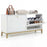 Shoe Storage Bench Narrow Entryway Bench with 2 Flip Drawers Adjustable Shelves-White