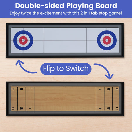 Shuffleboard and Curling 2 in 1 Board Game Portable 2-Sided Tabletop Shuffle Board Game