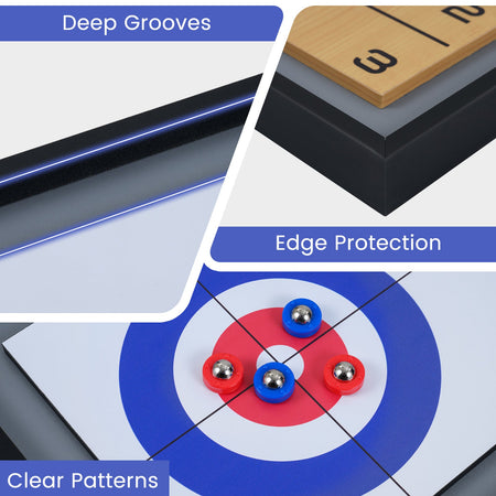 Shuffleboard and Curling 2 in 1 Board Game Portable 2-Sided Tabletop Shuffle Board Game