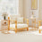 Side Table Set of 2 with Storage Shelves and Bamboo Construction-Natural