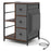 Side Table with Charging Station Industrial Nightstand with Open Shelves-Rustic Brown