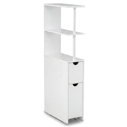 Slim Storage Freestanding Bathroom Cabinet with Open Shelves-White