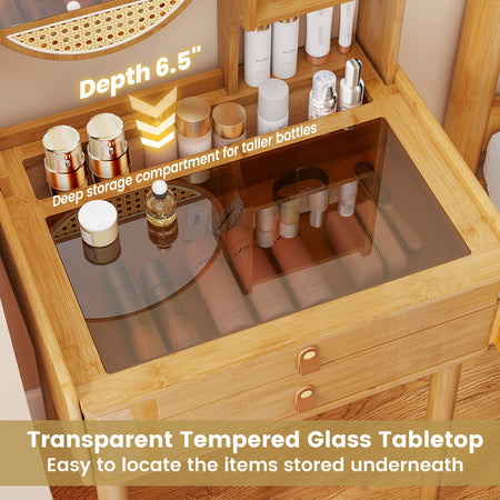 Small Vanity Desk 23.5 Inch Compact Makeup Table with Mirror-Natural