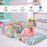 2-in-1 Flip Out Kids Sofa Chair with Detachable Flannel Fabric Cover and Glowing Patterns-Color