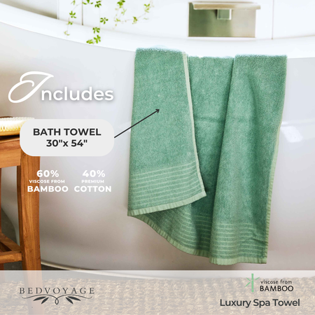 Bamboo Cotton Spa Bath Towel - Viscose from Bamboo + Cotton - Seaglass