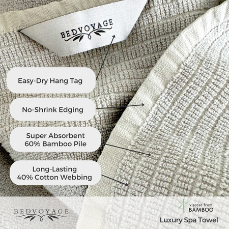Bamboo Cotton Spa Bath Towel - Viscose from Bamboo + Cotton – Stone
