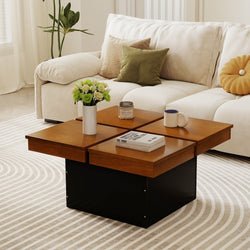 Square Coffee Table Mid Century Modern Center Table-Walnut
