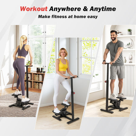 Steppers for Exercise Twist Stair Stepper Workout Equipmen-Black