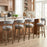 Swivel Bar Stools Set of 2 Linen Fabric Upholstered Barstools with Back-31.5 Inches