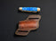 Titan "Zellige Tile" High Carbon Double-Blade Folding Knife — Turquoise Mosaic Resin Handle | Hand-Tooled Leather Belt Sheath TD-101