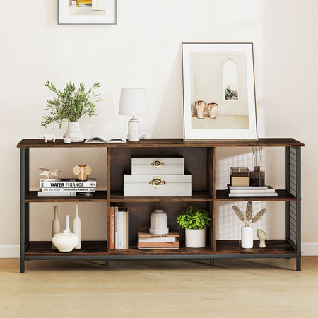 TV Stand for 65 Inch TVs-Rustic Brown and Black