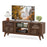 TV Stand for TVs up to 65" with Sliding Doors and Adjustable Shelves for Living Room-Walnut