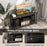 3-Tier TV Stand with Power Outlet USB and Adjustable Shelf-Gray