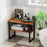 2-Tier Teak Wood End Table Sofa Side for Living Room Hallway Laundry
