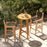 30 Inch Rattan Teak Wood Bar Stool with Backrest and Footrest