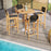 30 Inch Rattan Teak Wood Bar Stool with Backrest and Footrest