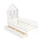 Twin Size House Bed Kids Montessori Bed with House-Shaped Storage Headboard-White