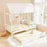 Twin Size House Bed with Trundle Kids Platform Bed with Roof Window-White