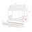 Twin Size House Bed with Trundle Kids Platform Bed with Roof Window-White