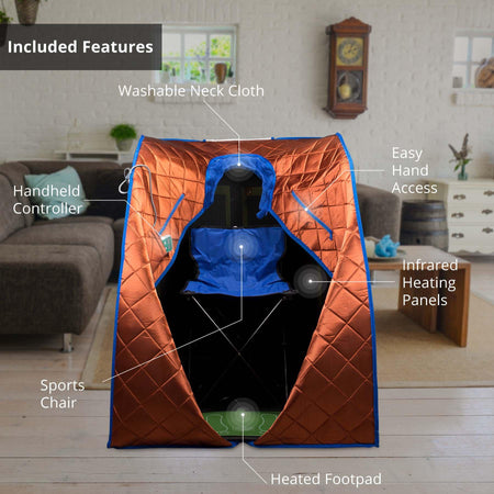 Large Portable Low EMF Negative Ion Indoor Sauna with Chair and Heated Footpad Included - Copper