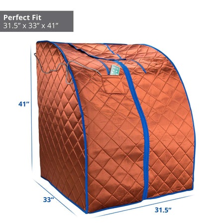 Large Portable Low EMF Negative Ion Indoor Sauna with Chair and Heated Footpad Included - Copper