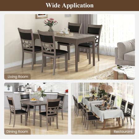 Upholstered Dining Chair Set of 2 with Padded Backrest and Seat-Gray