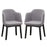 Upholstered Velvet Accent Modern Dining Chairs Set of 2 with Curved Backrests-Grey