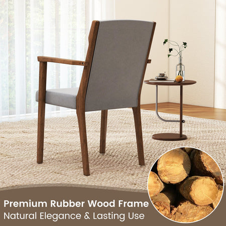 Upholstered Wooden Accent Chairs Set of 2 with High Back and Soft Cushion-Gray