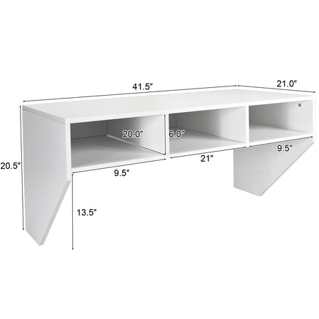 Wall Mounted Floating Computer Table Desk Storage Shelf-White