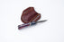 Patriot Series Damascus Folding Knife – Red & Blue Handle with Leather Sheath -TF-097
