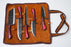 5-Piece Hand-Forged Kitchen Knife Set - Dragon Scale Carbon Steel - Red Diamond Wood Handles & Leather roll - CK-002