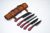5-Piece Hand-Forged Kitchen Knife Set - Dragon Scale Carbon Steel - Red Diamond Wood Handles & Leather roll - CK-002