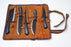 5-Piece Hand-Forged Kitchen Knife Set - Dragon Scale Carbon Steel - Blue Diamond wood Handles & Leather roll - CK-001