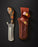 Titan Fossil "Amber Hive" Damascus Bull Cowboy Cutter | Honeycomb Resin Handle | Hand-Tooled Leather Sheath TK-513