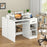White Desk with Charging Station and Adjustable Shelf for Home Office-White